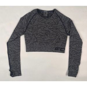 Echt Arise Comfort Camo Long Sleeve Athletic Crop Top Gray Grey Compression L